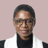 African woman, successful entrepreneur wearing glasses face portrait